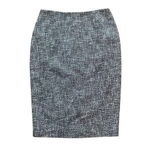 ESCADA Pencil Skirt Wool Cotton Black White Silver Textured Size 36 US 6 Classic